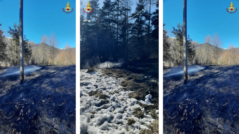 Incendio di sterpaglie a Druogno, intervento rapido dei Vigili del Fuoco